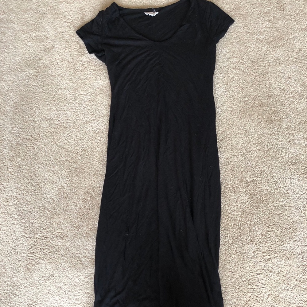 Black Cap Sleeve Midi Dress
